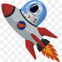 卡通创意坐火箭宇航员人物插画