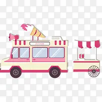 粉色系列矢量冰淇淋快餐车