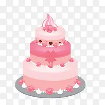 粉色三层蛋糕设计矢量