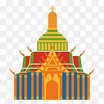 泰国皇家宫殿建筑旅游景点插画