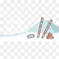 卡通雪地上滑雪横幅