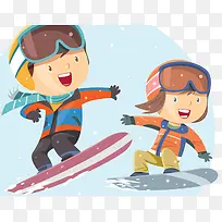冬季旅游滑雪卡通