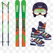 帅气绿色冬季滑雪板