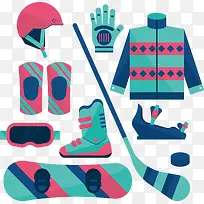粉色绿色滑雪装备