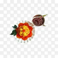 西红柿炒蛋花配红豆粥
