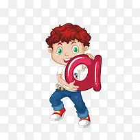 红发男孩字母A免抠素材