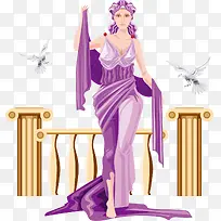 紫色衣服卡通风格阿弗洛狄忒