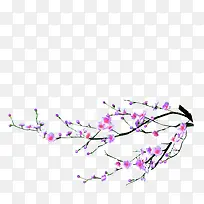 紫色清新花枝装饰图案
