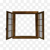 棕色木制四边形窗户