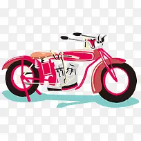 矢量卡通手绘红色酷炫摩托车