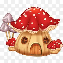 红色可爱蘑菇屋