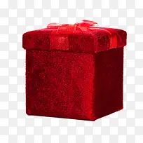 红色的毛茸茸精致的礼物盒