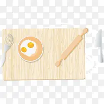 砧板上的鸡蛋和擀面杖