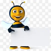 手拿白板的卡通小蜜蜂