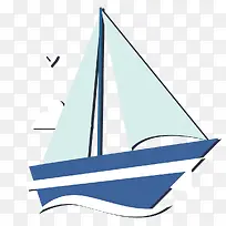 蓝色帆船装饰图