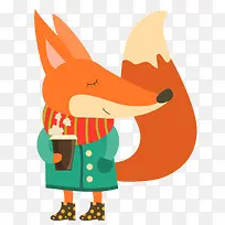 卡通可爱过冬的狐狸