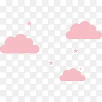 可爱卡通粉红色的云朵和星星矢量