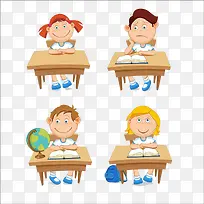 手绘学生上课状态