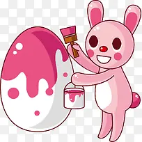 矢量卡通刷彩蛋的兔子