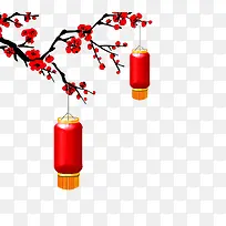 中国风红色灯笼梅花