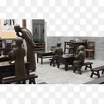 古代私塾教学雕塑