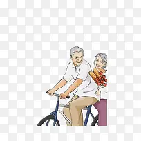 老年浪漫情侣骑单车