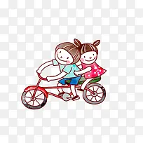 可爱情侣骑单车