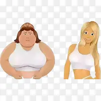 肥胖对比的女人