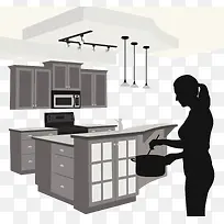 厨房橱柜插画