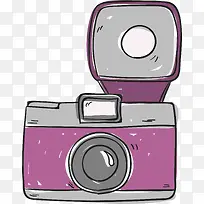 紫色手绘单反相机