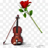 小提琴玫瑰花元素