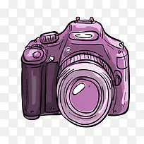 卡通手绘紫色单反相机