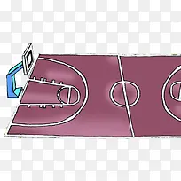 紫色手绘篮球场地
