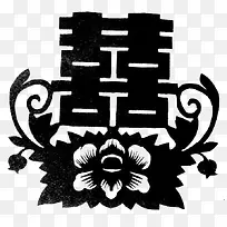 中国风双喜传统文化镂空剪纸素材