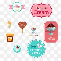 彩色冰淇淋标签矢量素材模板下载