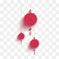 红色简约中国结装饰图案