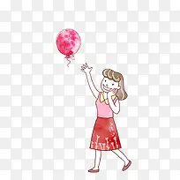追气球的女人素材