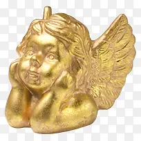 金色金属天使小孩雕塑