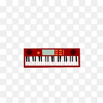 矢量手绘红色电子琴