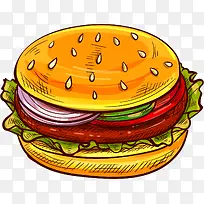 卡通手绘汉堡包免抠图
