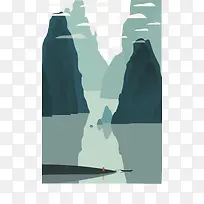 手绘插图群山峻岭