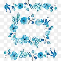 矢量图水彩蓝色花朵壁纸