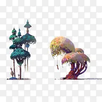 插画两棵树