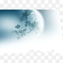 蓝色背景牡丹图案