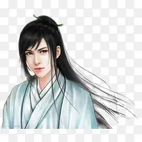 白衣长发飘飘帅哥