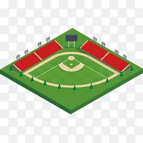 方形绿色迷你风格棒球场