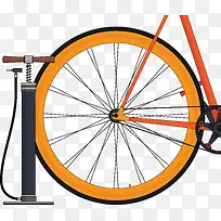 手绘自行车轮胎打气筒