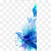 蓝色手绘花卉