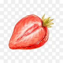 手绘水彩草莓免抠素材