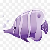 矢量卡通紫色海底泡泡鱼